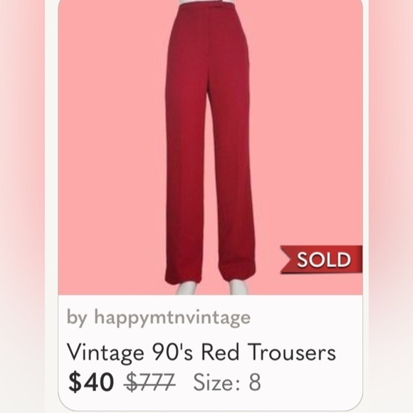 Red Vintage Trousers - Picture 11 of 12